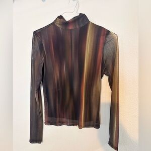 Bailey 44 Sheer Mesh Mock Neck Long Sleeve Top • size small